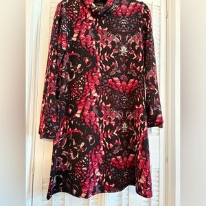 Chic Long Sleeve Turtleneck Dress in Red and Black
